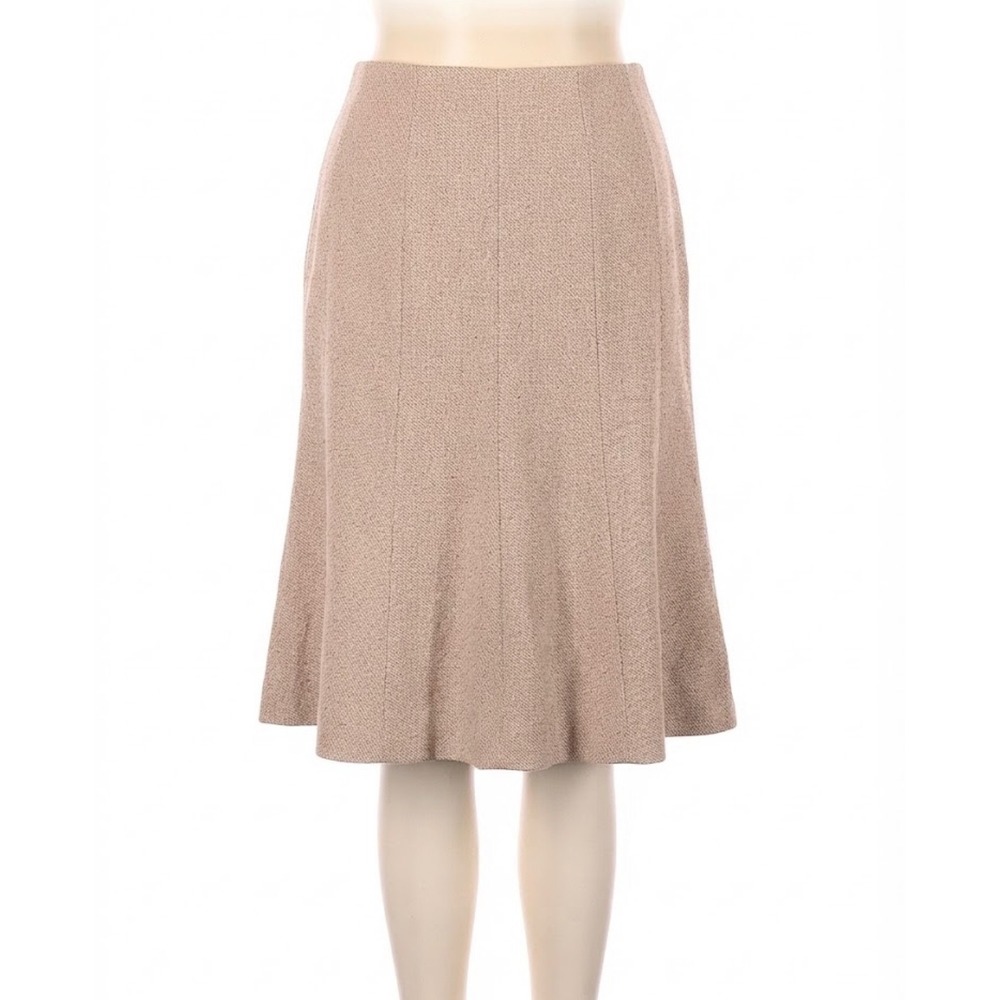 Ann Taylor Tan Wool Blend Paneled A-Line Knee Length Skirt Beige Professional